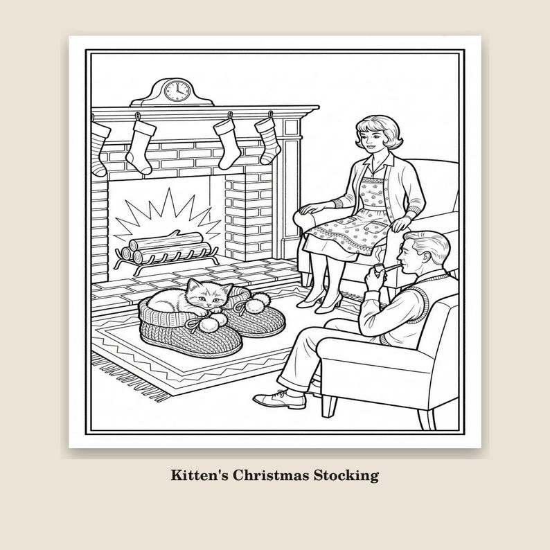 Christmas Coloring Paper.pdf Christmas Coloring Pages Printable, 10 Vintage Kittens and Children ...