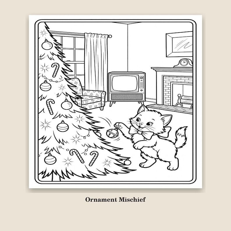 Christmas Coloring Paper.pdf Christmas Coloring Pages Printable, 10 Vintage Kittens and Children ...