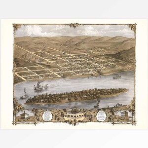 Mapa antiguo de Hermann, condado de Gasconade, Misuri, EE. UU.
