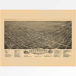 Old-Fashioned Map of Greensboro, North Carolina, USA