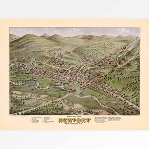Mapa antiguo de Newport, Nuevo Hampshire, EE. UU.