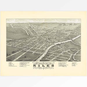 Alte Karte von Niles, Trumbull County, Ohio, USA | Historische Kartenreproduktion