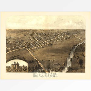 Vintage Map of Ionia, Michigan, USA