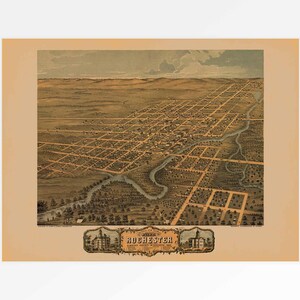 Historic Map of Rochester, Olmsted County, Minnesota, USA