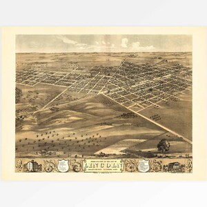 Mapa retro de Lincoln, Illinois, EE. UU.