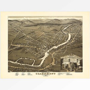 Mapa histórico del condado de Sullivan, Nuevo Hampshire, EE. UU.