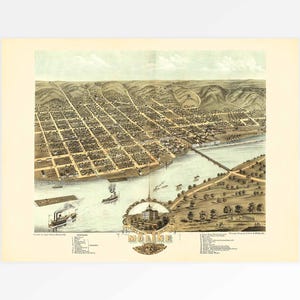 Carte ancienne de Moline, comté de Rock Island, Illinois, États-Unis