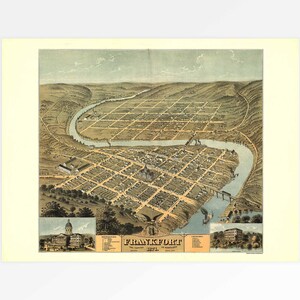 Period Map of Frankfort, Kentucky, USA