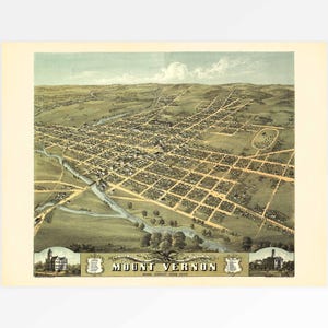 Antike Karte von Mount Vernon, Knox County, Ohio, USA