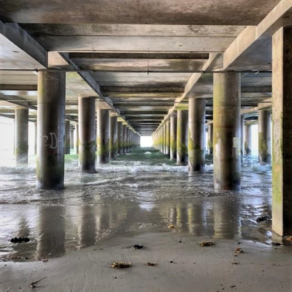 Photo Under Steel Pier Beach Ocean Atlantic City free Shipping