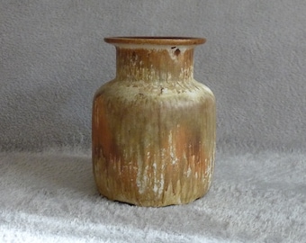 Vintage West Germany Small Brown and Green Textured Flower Vase, West German Pottery  852-18, Midcentury Modern Retro 1970s  Ceramic Vase