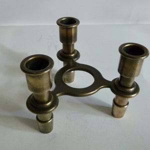 Vintage Solid Brass Brutalist Candle Holder, Industrial design, 60s