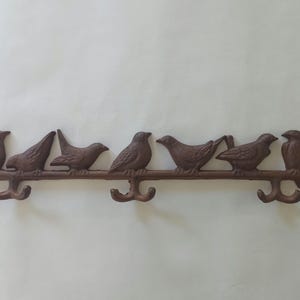 Vintage Cast Iron Birds on a Branch Wall Hanger, Metal  Key or Towels Hanger, Wall Mount  Rack