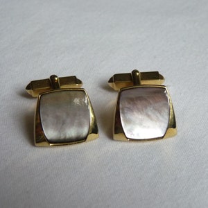 Vintage Mother of Pearl Cufflinks, Mid Century Mens Cuff Links