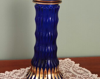 Vintage Cobalt Blue with Gold  Walter Glass Vase, Germany 1970s