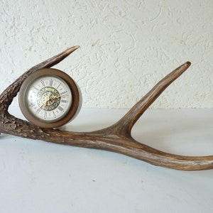 Deer Antler Mercedes Quartz West Germany Clock,  Decorative Table Desk Clock