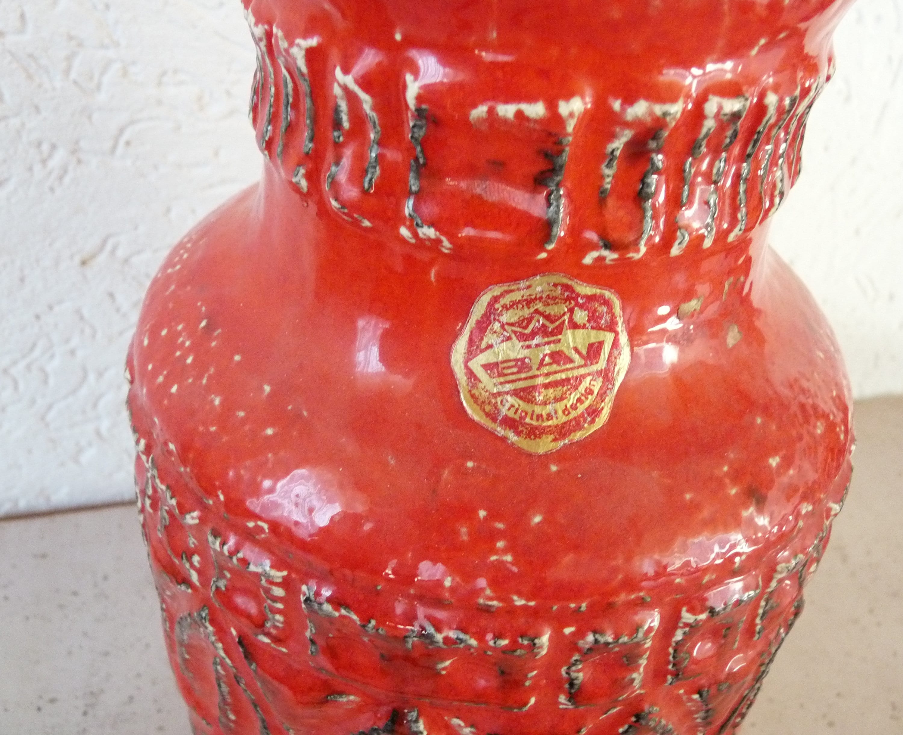 Vintage Unique Bay Ceramic Vase, West German Pottery 92-30, MCM 