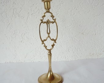 Vintage Brass Candlestick Holder, Tall Candle Holder, Ornate Candle Holder