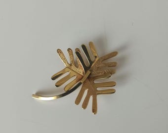 Broche Vintage Feuille Relief Cristaux Boréalis Argent - Bijou Fantaisie Femme, Occasion, état Vérifié