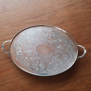 Serving Tray, Silverplated Decorative Serving Tray with Handels, England