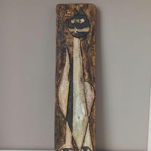 Helmut Friedrich Schäffenacker  Wall Plaque,  Cat Wall Hanging, Art  Wall Ceramic Plaque, Germany, 60s 70s