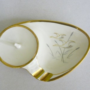 Vintage Alka Kunst Bavaria Echt Gold Mid Century Ashtray with Candle Holder, Smoker Gift
