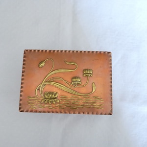 A Rare Copper Lidded Art Nouveau Glass Box, Trinket Box, Jewelry Box, Cigar Box