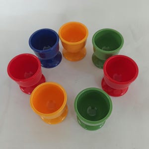 A Set of 7 Egg Cups, German Plastic Egg Cups, Retro Kitchenware