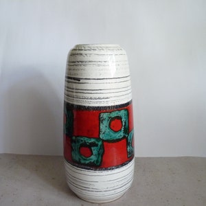 Vintage 60&#39;s SCHEURICH Vase 203-32,  West Germany Pottery, Retro Abstract Mid Century Modern