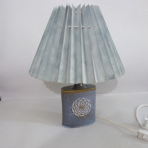Jette Hellerøe Danish Modern Blue and Brown Floral Ceramic Table Lamp, 1970s