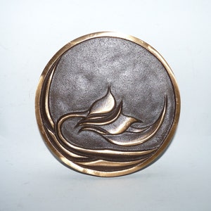 Solid Bronze Wall Plate, Mid Century Wall Hanging, Wall Decor, Wall Plate, Signed