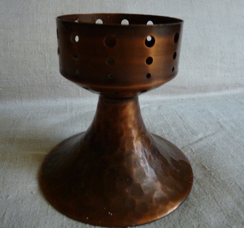 Copper Candle Holder for Pillar Candles Mid Century Vintage Etsy