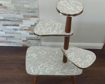 Vintage Formica Four Tier Plant Stand, Flower Side Table, Flower Indoor Rack, German Flower Table, 60s/70s