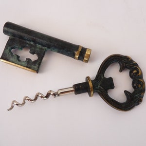 Vintage Corkscrew and Bottle opener in a Shape of an Old Key, Collectible Bottle Opener, Vintage Barware, Bar Tool