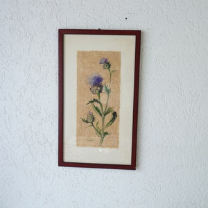 Vintage Original Watercolour Painting of Milk Thisle, Signed by Artist, Framed Wall Art,