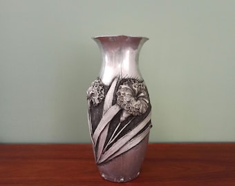 Lucien Houzeaux Vintage Art Deco Pewter Vase, 1930