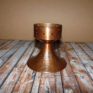 Copper candle holder for pillar candles, Mid Century, Vintage Candleholder Hammered