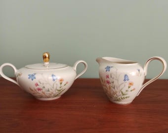 Set of  Sugar Bowl and Cream Jug, Mid Century Set, Wunsiedel R Bavaria Porcelain, Model Claudia