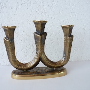 Brutalist Bronze Mid Century Candle Holder, 1960s  Germany Bronze Candelabra
