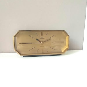 Stunnning Heavy Brass JUNGHANS Table Clock , Germany, 80s