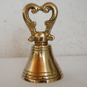 Vintage Brass Bell with Decorative Handle, Solid Brass Bell, Brass Table Bell, Home Decor