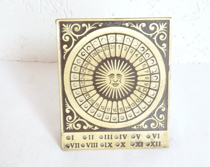 Vintage Solid Brass Perpetual Calendar Brass Table Calendar Etsy