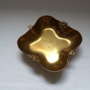 Vintage Solid Brass Bowl with  Floral Ornaments, Decorative Brass  Bowl