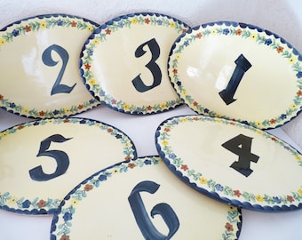 Oval Ceramic House Numbers Signs, Traditional Ceramic House Number Tiles, Front Door Signs, Hand Painted
