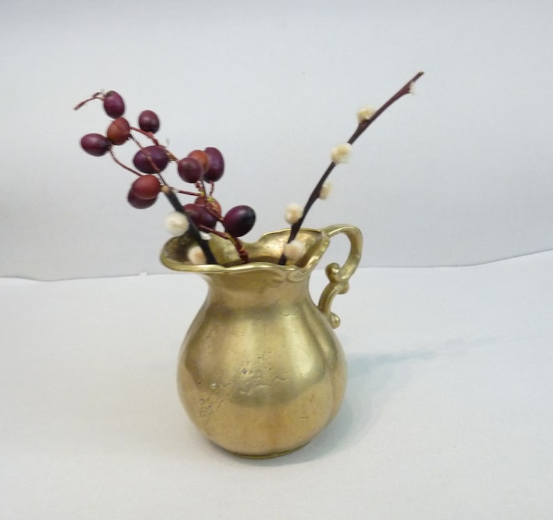 Vintage Solid Brass Vase With Handle Brutalist Mid Century Etsy