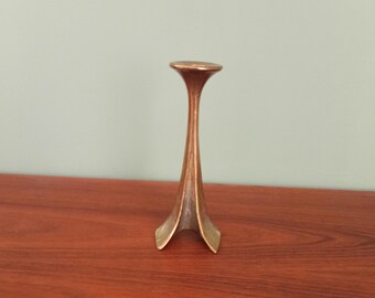 Vintage Michael Harjes Heavy Mid Century Brutalist Bronze Candle Holder, 60s /70s, Vintage Solid Bronze Single Candle Holder