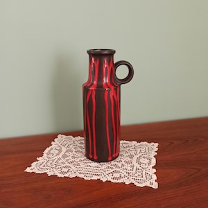 Vintage Ceramic  Red/ Dark Brown Vase, West Germany Scheurich Pottery, Mid century Modern Retro 1970s Ceramic Vase