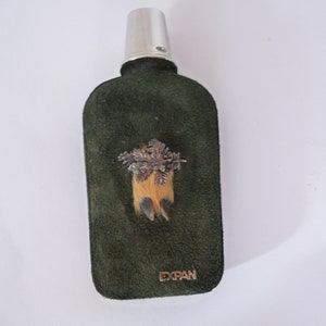 Vintage Hunting Flask Bottle, Pastel Green Earthenware Bottle with Stopper.