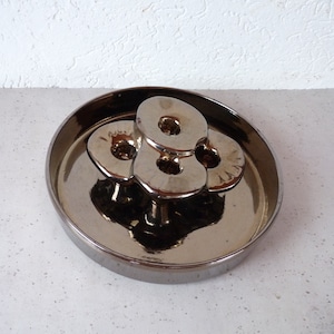 Walter Gerhards Mushroom Candle Holder with Matching Plate,  German Pottery 70&#39;s,