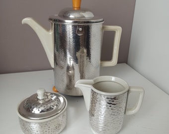 WMF Set of Coffee/Tea Pot, Sugar Bowl and Cream Jug, Mid Century Set, Bauhaus Design